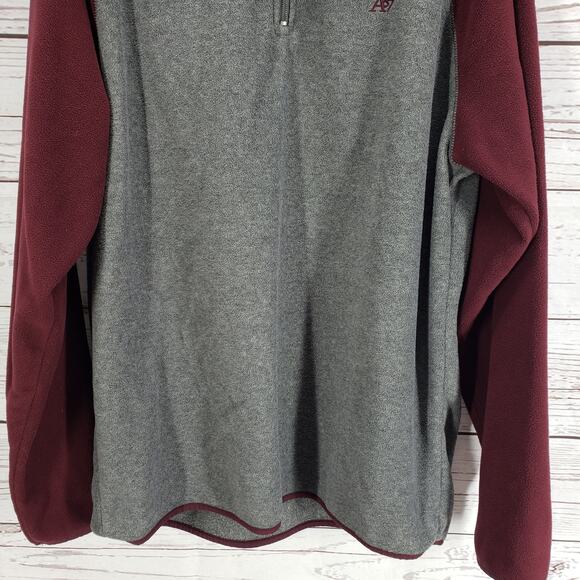 Aeropostale Men's Maroon Gray 1/4 Zip Fleece Sweatshirt1 Jacket Size XL - Picture 3 of 15